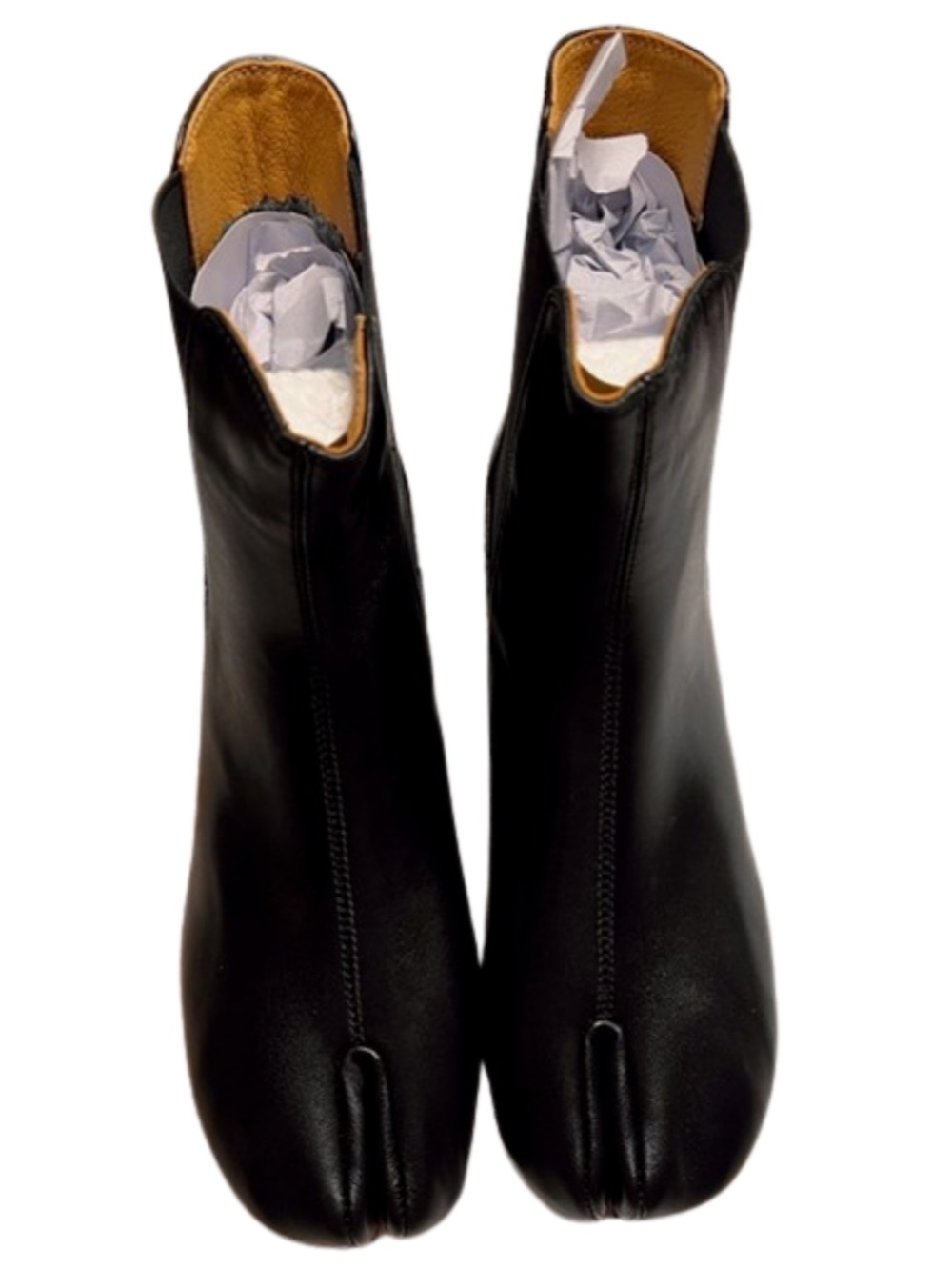 Black Split-Toe Ankle Booties Leather Avant garde Tabi Japanese Streetwear 39